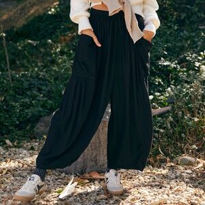 Free People Black Wide-Leg Pants